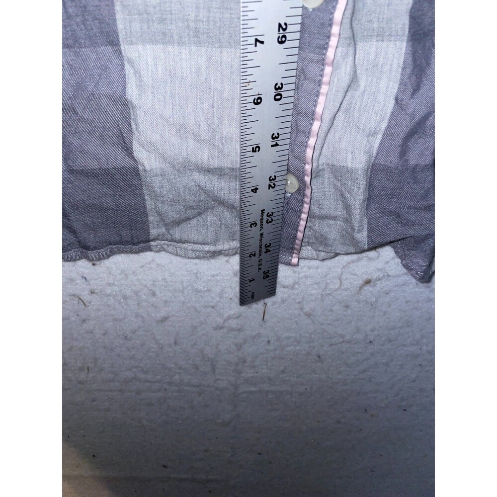 Victoria Secret Sleep Shirt Flannel long gown womens L Gray plaid Button Front - Picture 4 of 7